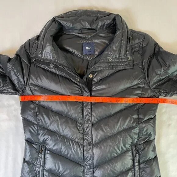 Gap Down Puffer Black Size XS Adjustable Collar Zip Cuffs Zip and Snap Closure - Picture 10 of 15